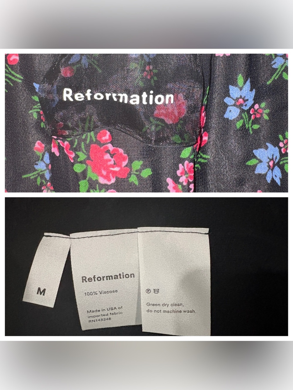 Reformation Everleigh Dress M Medium Black Floral Wrap Mini Dress - Picture 9 of 9